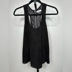 Parker Women Genuine Suede Leather Racerback - Perforated Suede Zip Back top